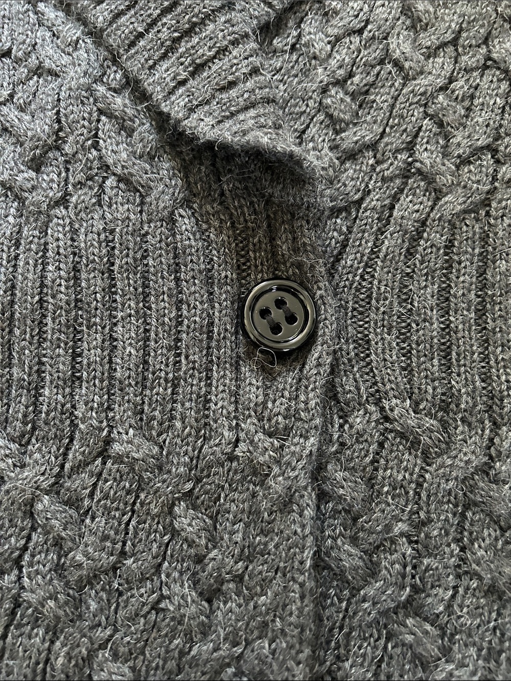 Magaschoni Cable-Knit Sweater Shawl Collar Vest Charcoal Business Casual - Picture 12 of 15